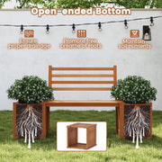 Outdoor Planter Box Wooden Bench Set With 2 Open-ended Planter Boxes And Salt Backrest For Various Outdoor Spaces Like B