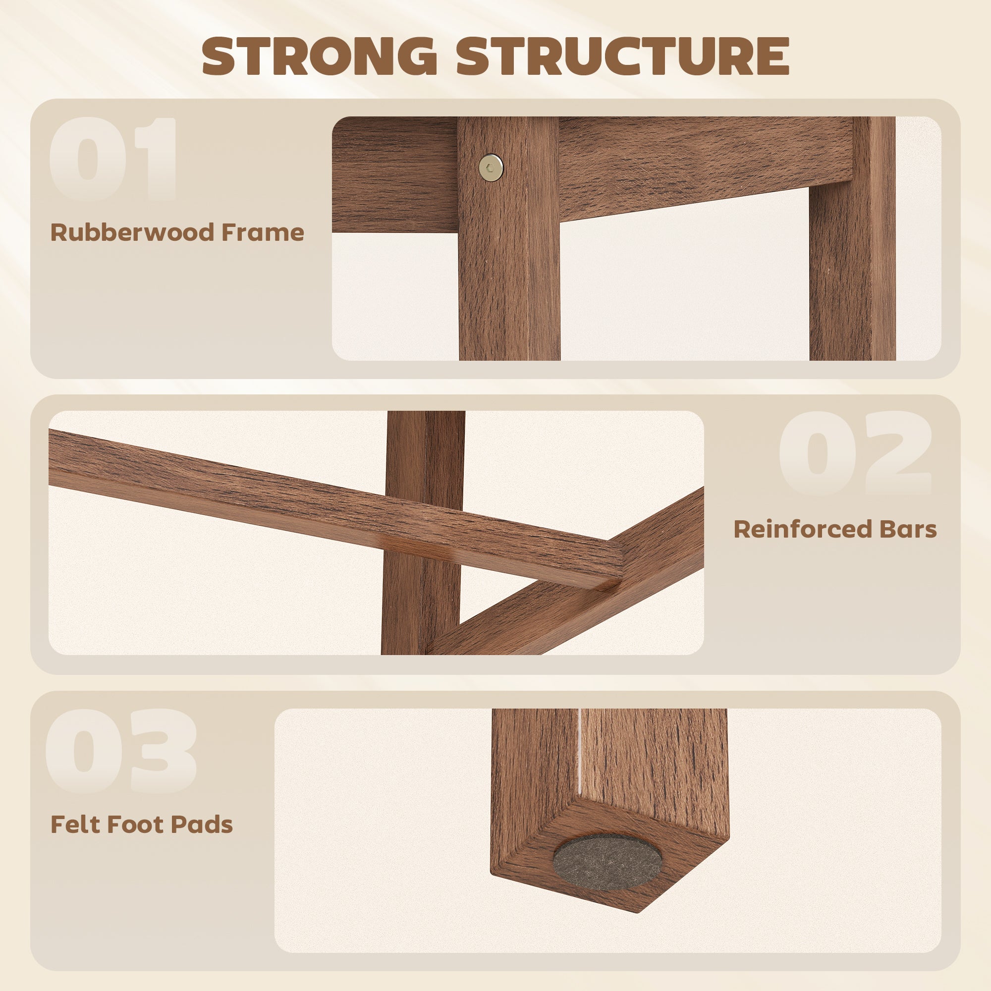 Set of 4 Dining Chairs, Upholstered Dining Room Chairs with Rubberwood Legs for Kitchen, Farmhouse Walnut