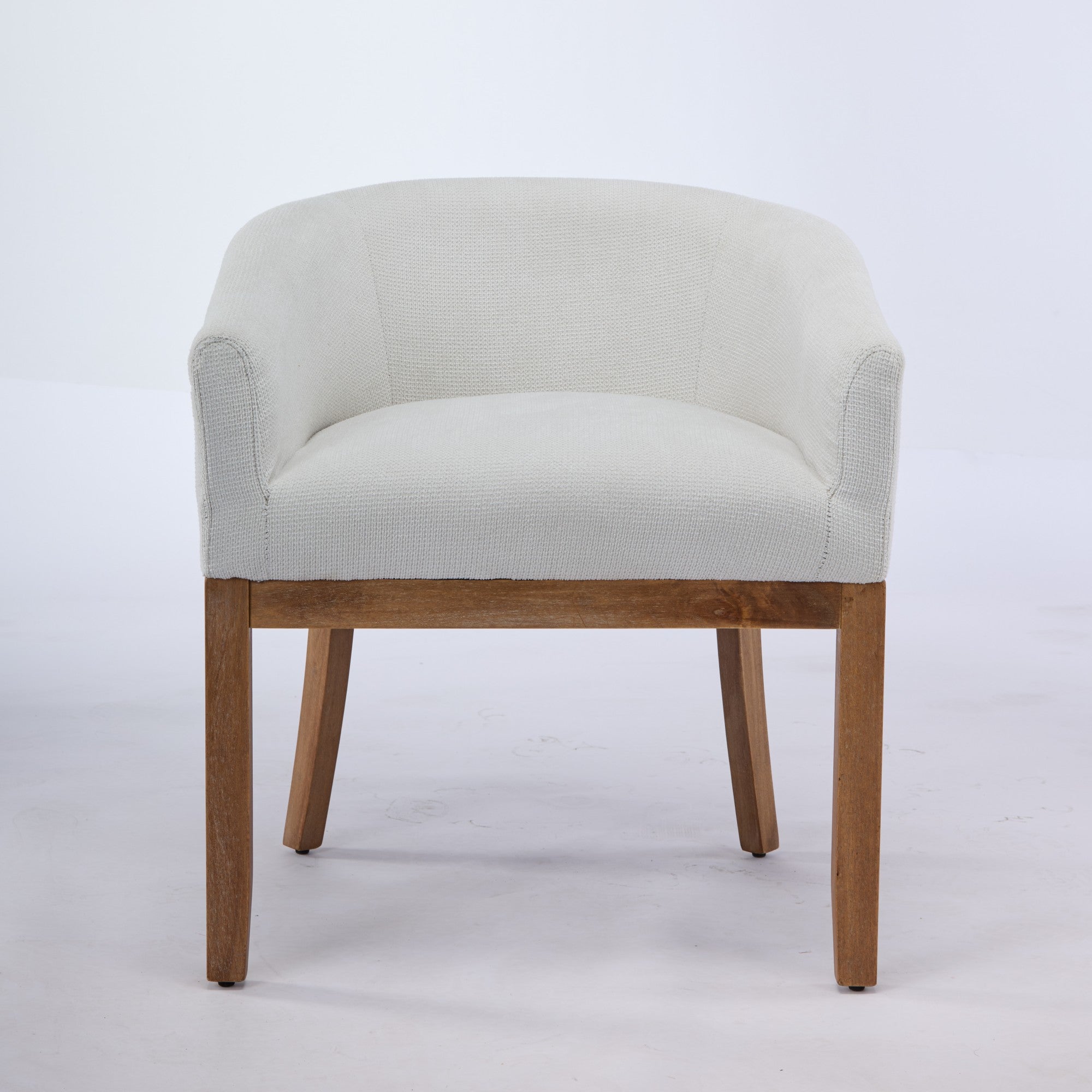 Mid Century Modern Upholstered Barrel Dining Chairs With Arms,Farmhouse Linen Kitchen & Dining Room Chairs With Natural
