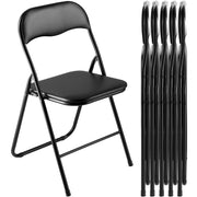 6 Pack Folding Chairs, Foldable Leather Chairs With Heavy Duty Metal Frame & Padded Cushion, Portable Folding Card Table