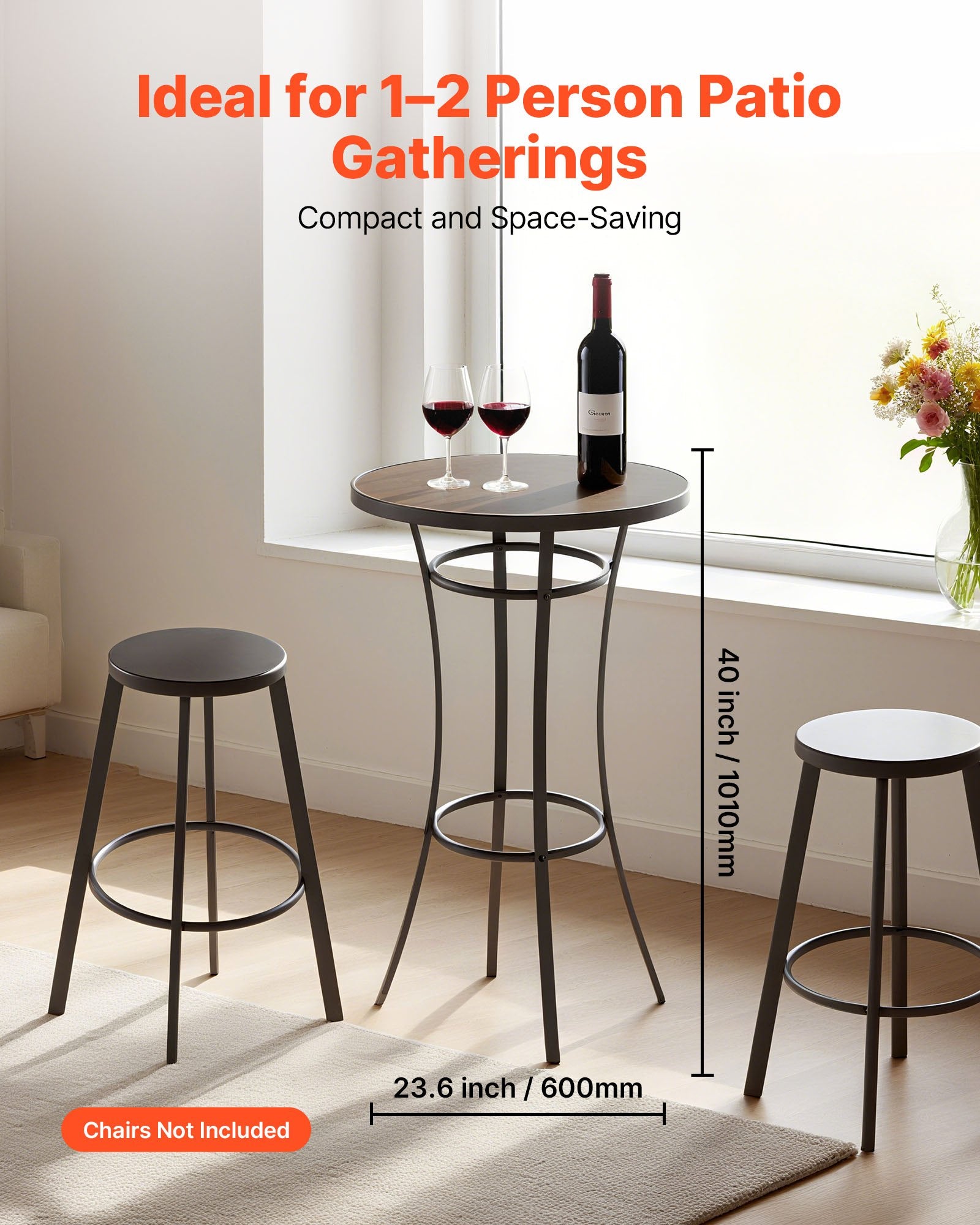Outdoor Round Bar Table, 23.7 In Counter Bar Height Bistro Table, Patio Dining Tables With Easy-to-Clean Top & Sturdy Me