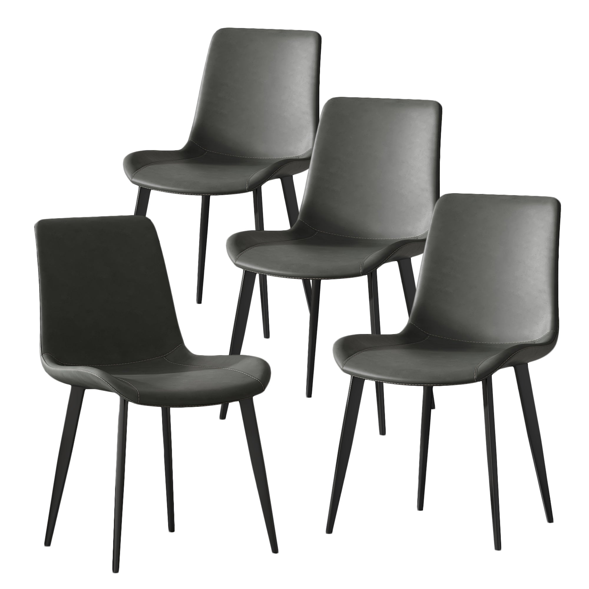 Dining Chairs 4PCS, Modern Kitchen & Dining Room Chairs, Upholstered Faux Leather Cushion Seat And Sturdy Metal Legs
