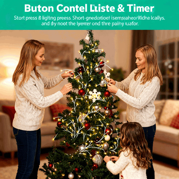 Lighted Birch Garland, 7.87ft 144 LED Warm White Lights With 8 Modes, Remote & Timer, IP45 Waterproof Flexible Branches