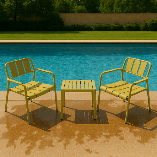 2-Piece PP Single Seater Chairs   Coffee Table Set   Indoor Outdoor Multi  Purpose Furniture For Living Room, Balcony, B