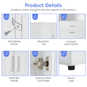 Tall Bathroom Cabinet With Laundry Basket, Large Storage Space Tilt-Out Laundry Hamper And Upper Storage Cabinet, White