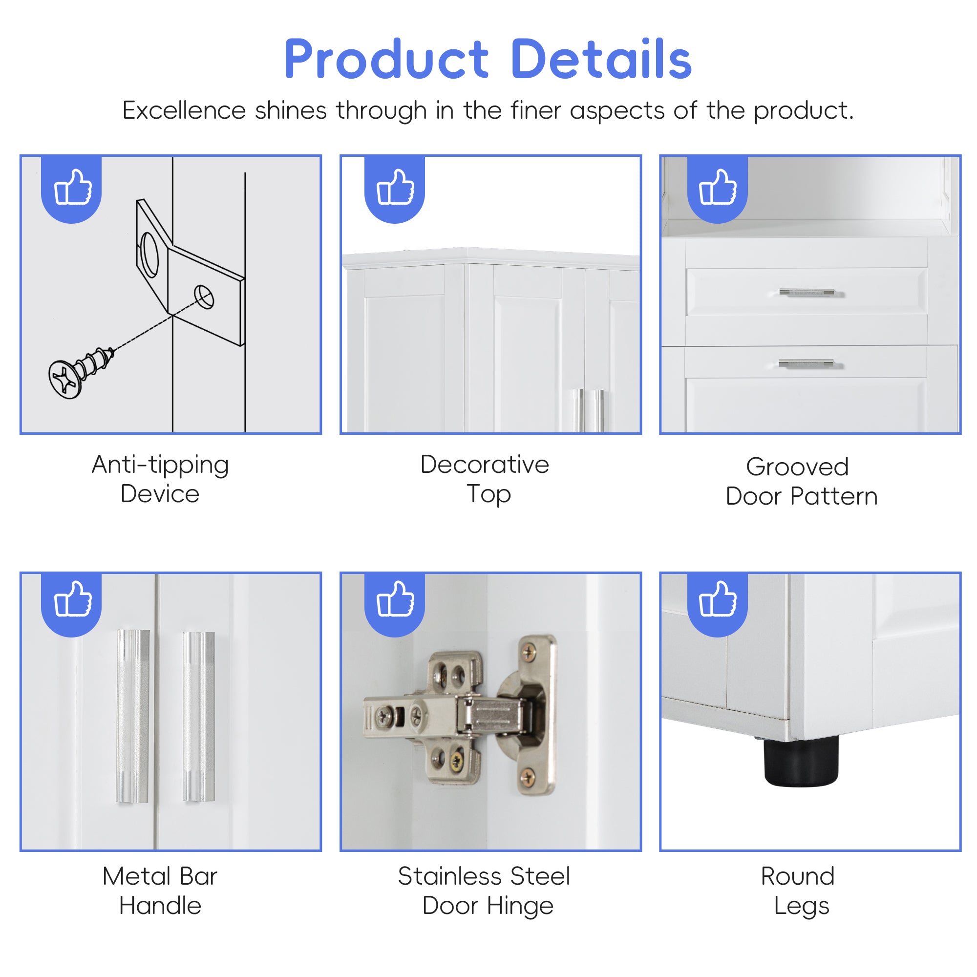 Tall Bathroom Cabinet With Laundry Basket, Large Storage Space Tilt-Out Laundry Hamper And Upper Storage Cabinet, White