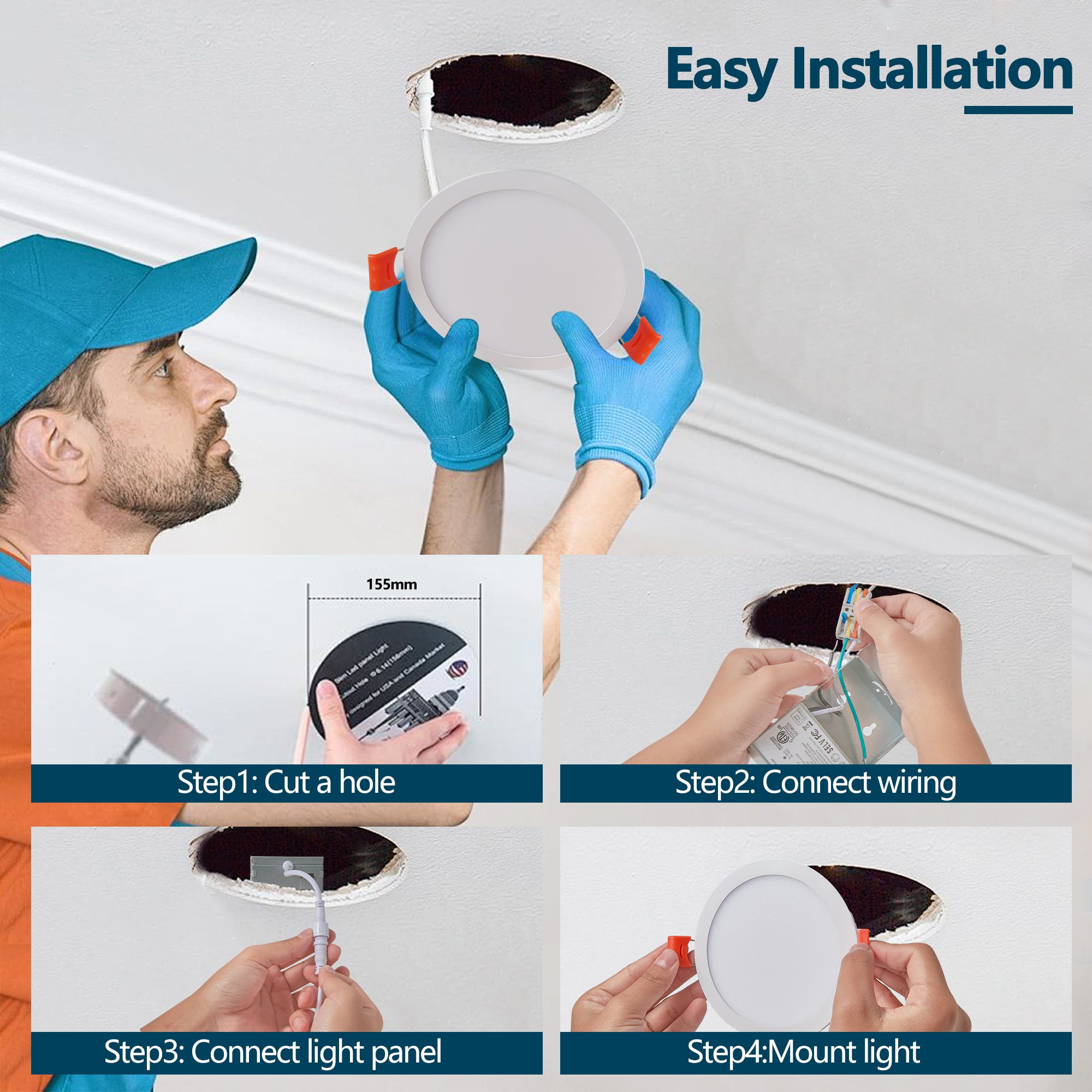 6 Inch LED Recessed Ceiling Lights, 12-Pack Ultra-Thin With Junction Box, 5 Color Temperature Options 2700K-5000K, 12W 1