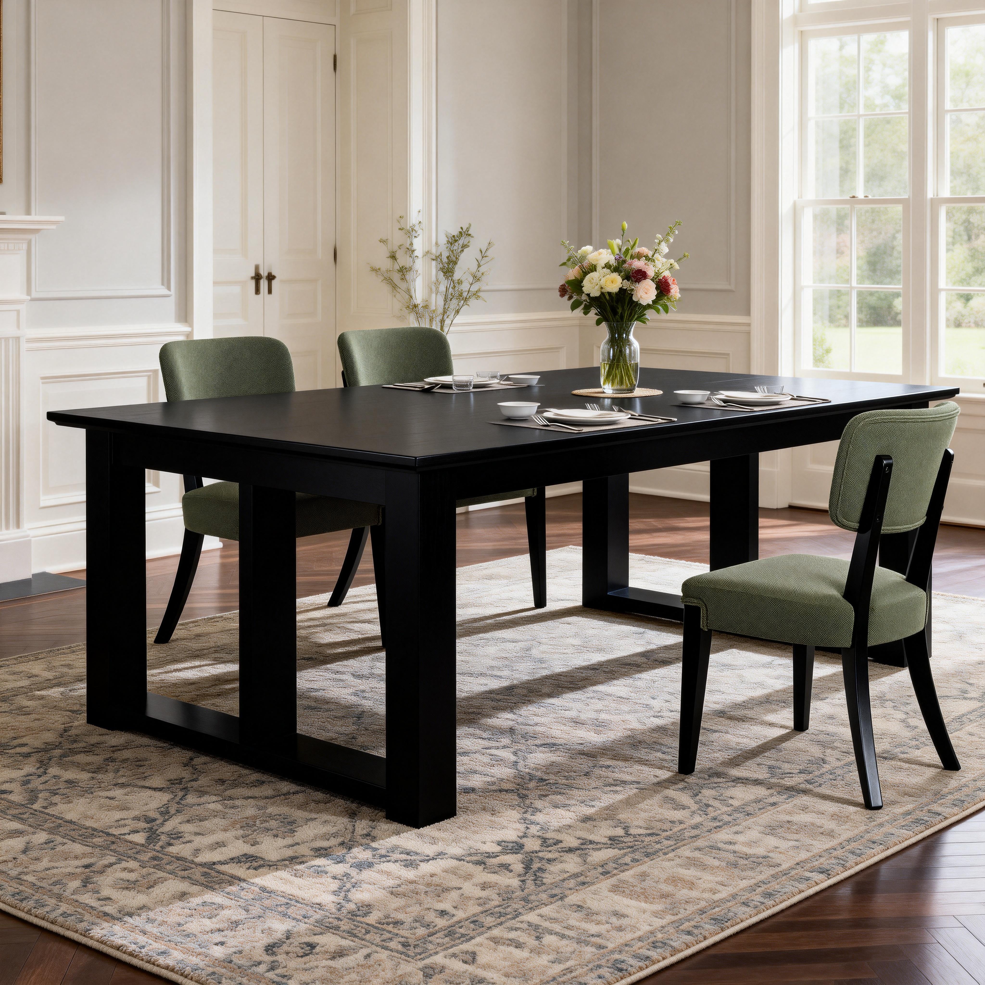 Modern Armless Dining Chairs Set Of 2, Green, Contemporary Side Chairs With Wood Legs   Versatile Accent Chairs For Dini