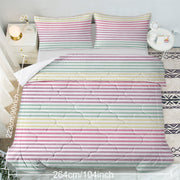 Striped Comforter Set Full Size, Rainbow Comforter Bedding Set Pink Yellow Green Purple 3 Piece, 1 Comforter And 2 Pillo