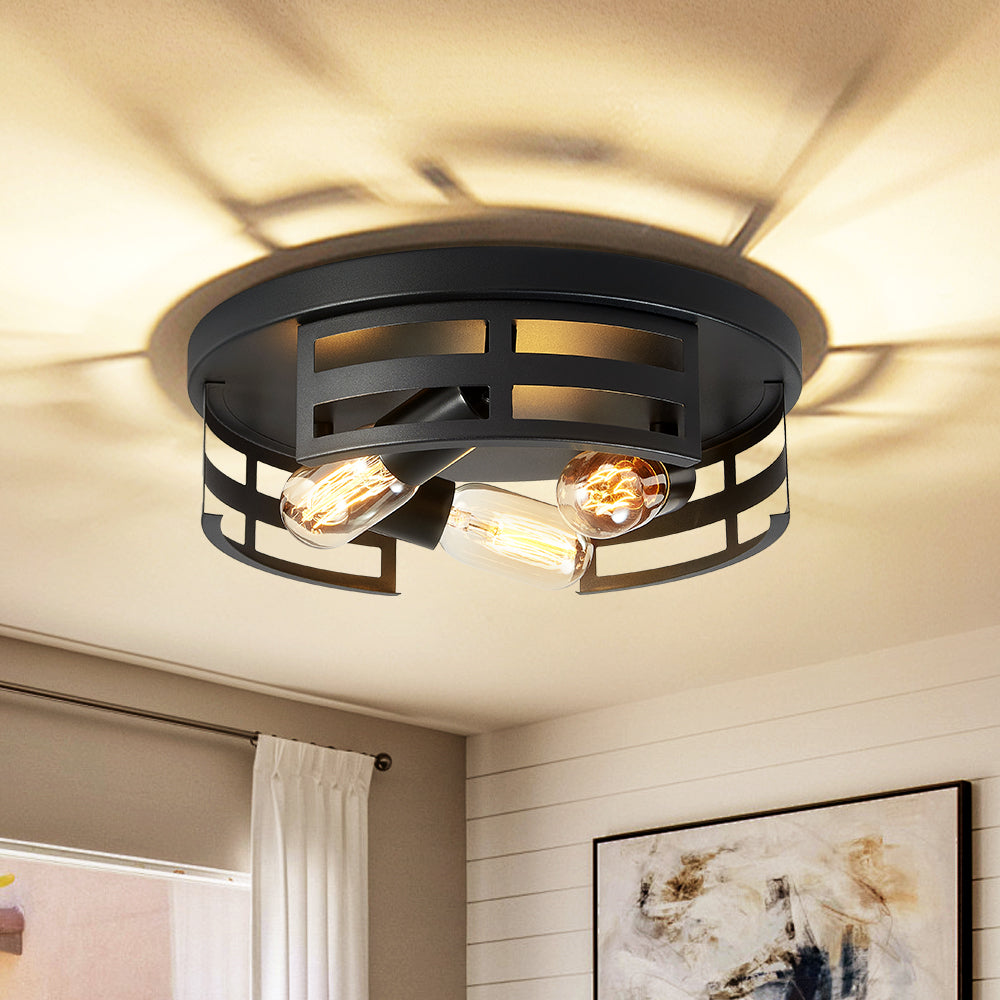 2-Light Black Flush Mount Ceiling Light Fixture,13 In Light Fixtures Ceiling Mount For Hallway,Hall,Kitchen,Farmhouse  2
