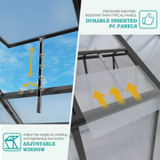 Newly Marketed Gain Height Windproofaluminum Greenhouse 6x8 FT Polycarbonate Greenhouse Raised Base And Anchor Aluminum
