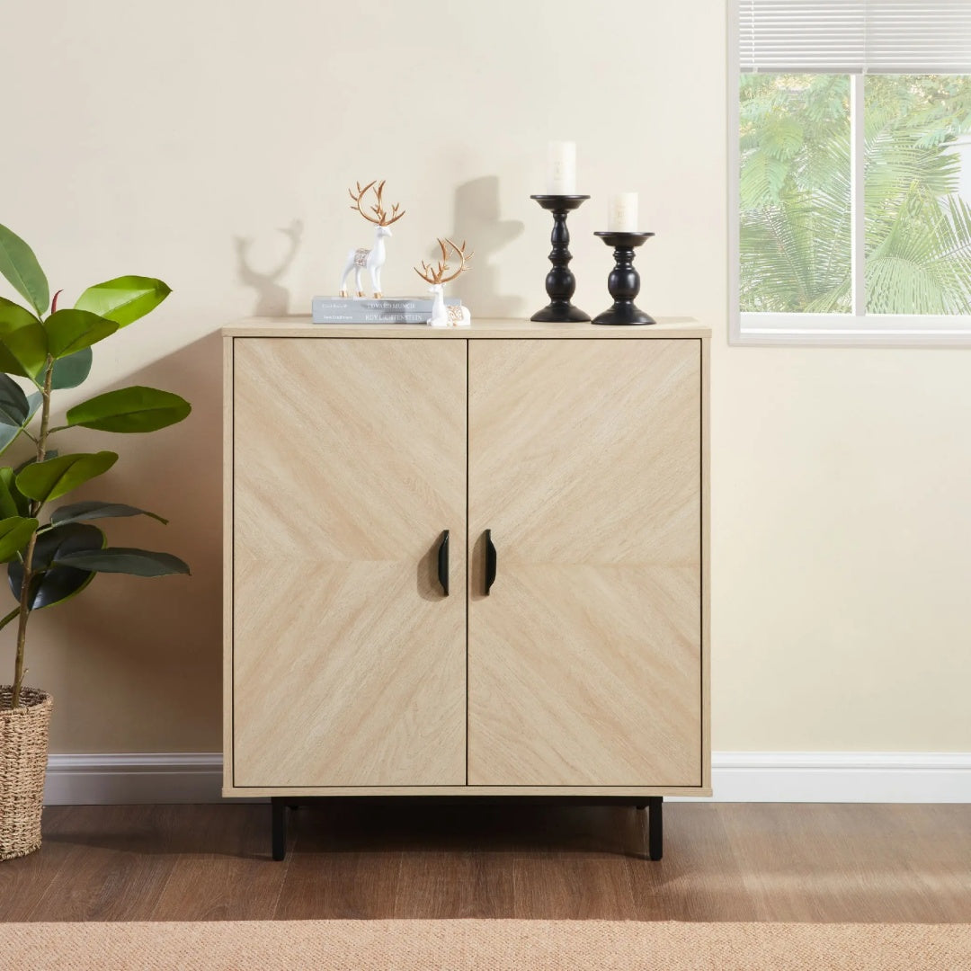 Storage Cabinet With Doors, Modern Accent Cabinet,Wood Grain Decoratio Buffet Sideboards For Living Room, Kitchen,Enterw