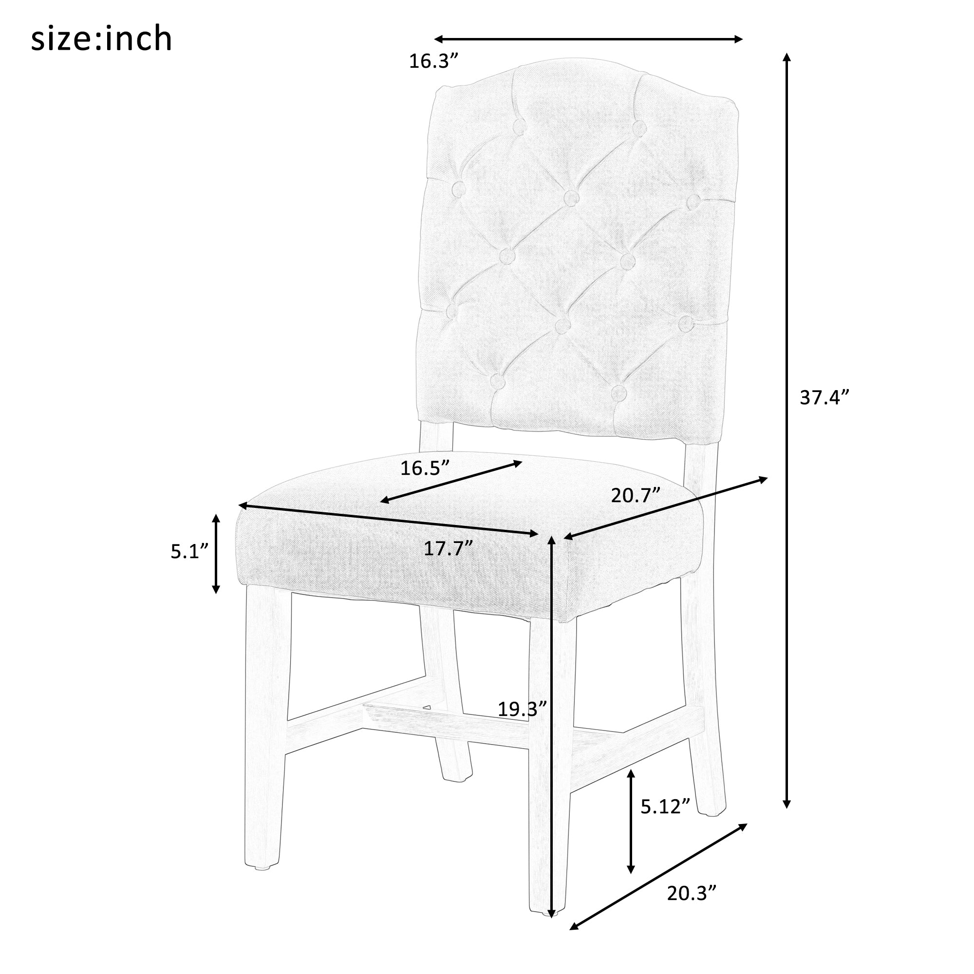 TREXM Retro Style Dining Chair Set With 2 Upholstered Chairs For Dining Room And Living Room  Espresso