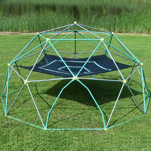 13-foot Geometric Dome Climber Play Center, Children's Climbing Dome Tower With Hammocks, Rust-resistant And UV-resistan