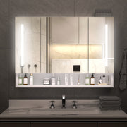 Modern 39x28 Inches Aluminium Bathroom Cabinets  Medicine Cabinets With Mirrors And LED Lights  Bathroom Storage Cabinet