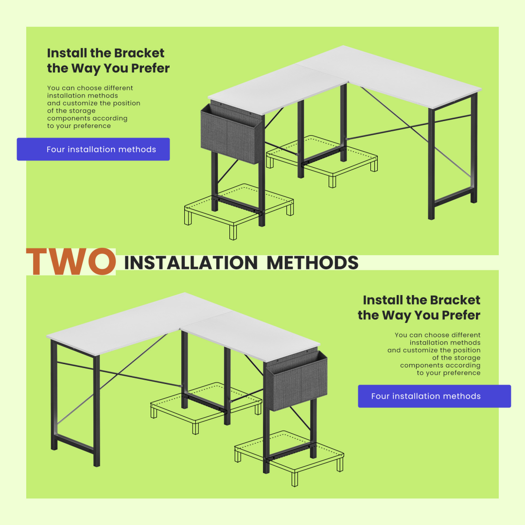 49-Inch L Shaped Desk - Computer Desk Corner Desks Gaming Desk PC Table, With CPU Stand Side Bag For Home Office Dorm St