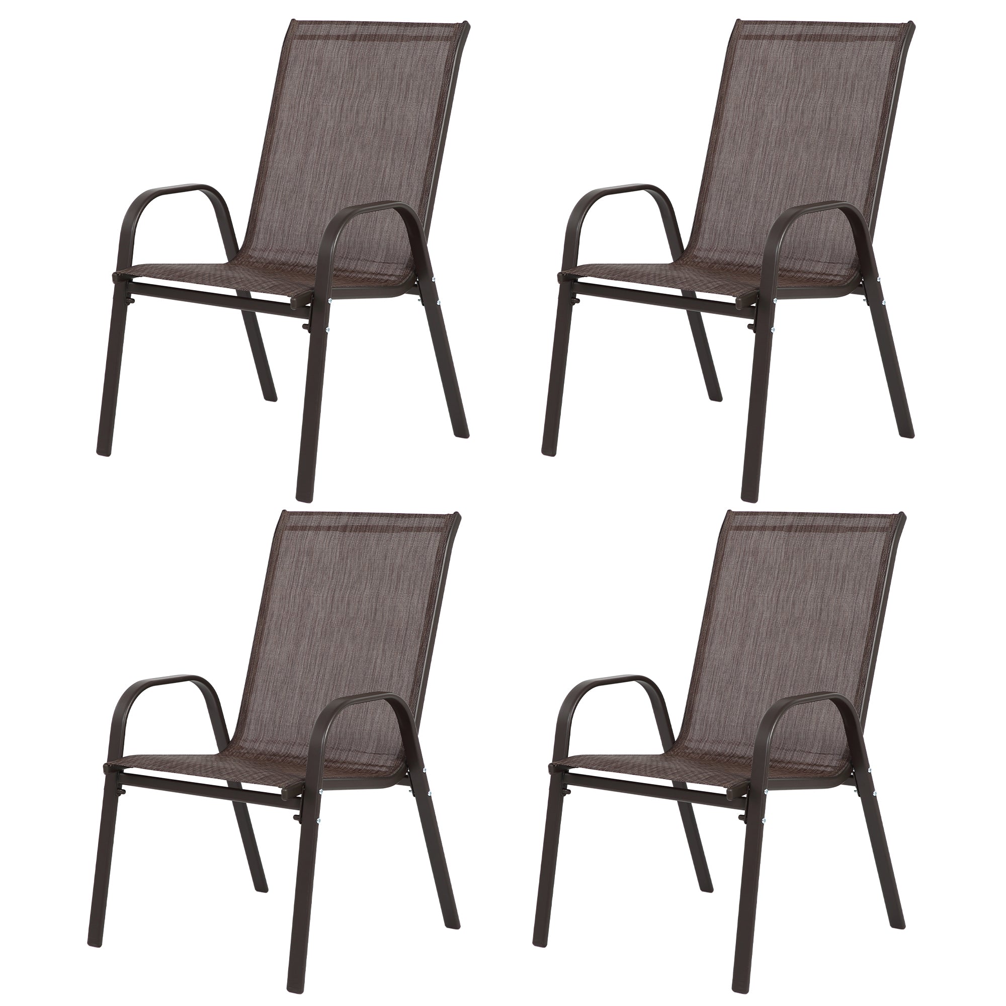 4 Piece Patio Chairs, Outdoor Camping Chairs With Breathable Textilene Fabric, Set Of 2 Garden Chairs With Armrest High