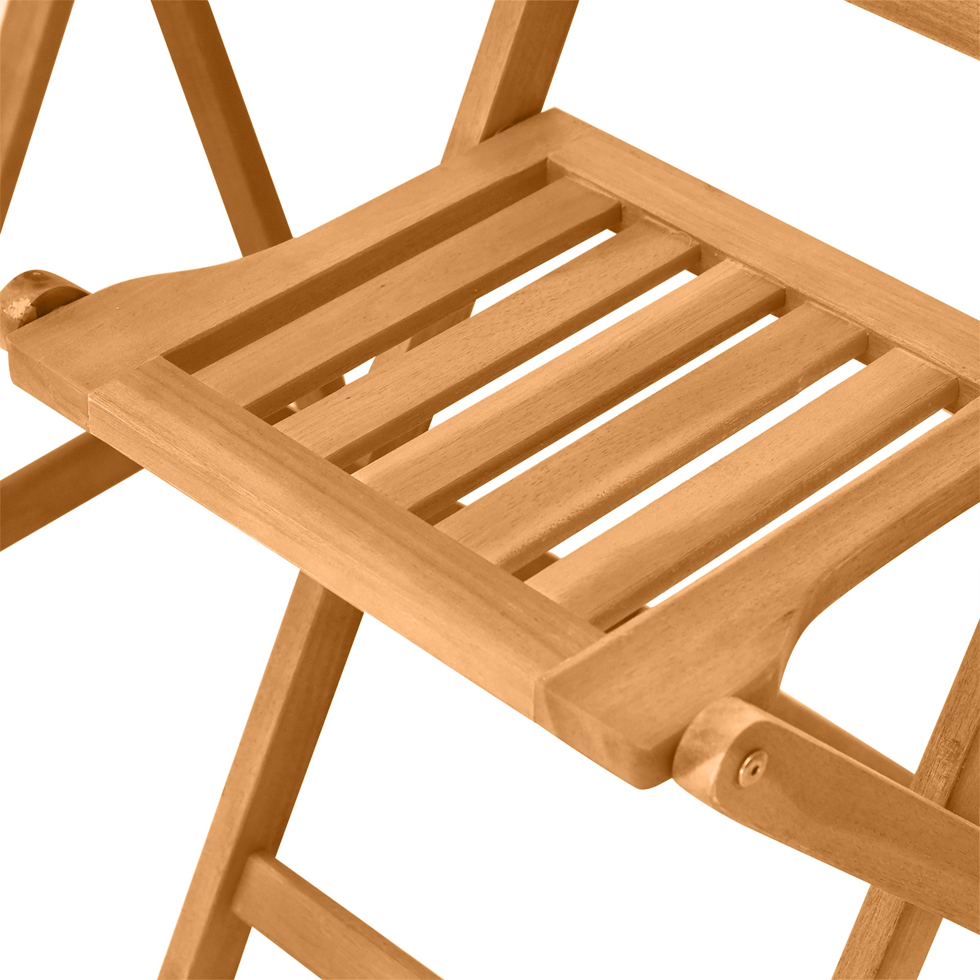 3-Piece Acacia Wood Bistro Set, Folding Patio Furniture with 2 Folding Chairs and Round Coffee Table, Teak, Slatted Fini