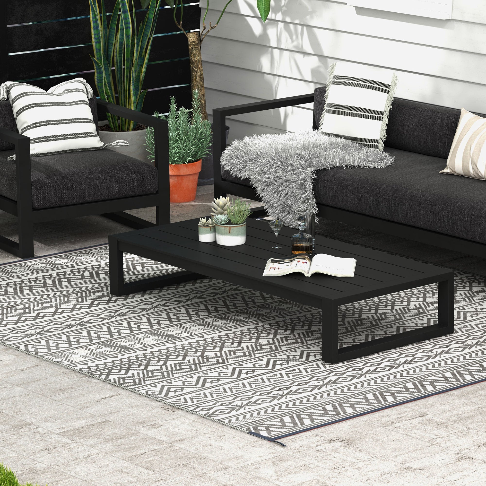 Reversible Outdoor Rug Carpet RV Camping Rugs with Carry Bag
