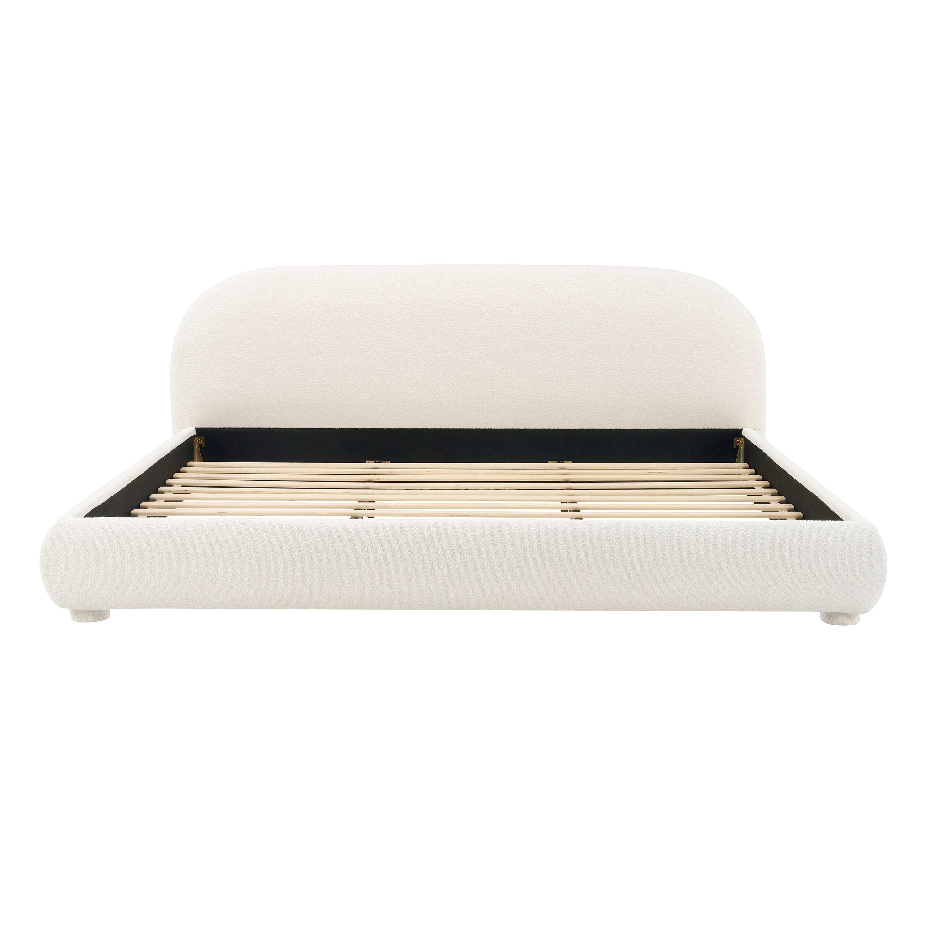 Cream Style Fabric Upholstered Bed, Simple Modern Bedroom Double Bed,King