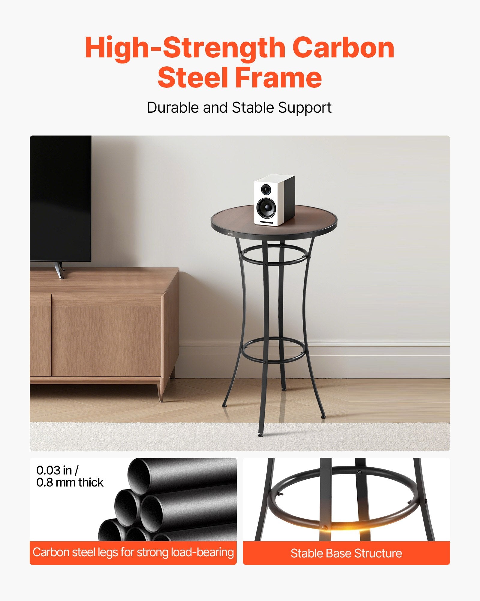 Outdoor Round Bar Table, 23.7 In Counter Bar Height Bistro Table, Patio Dining Tables With Easy-to-Clean Top & Sturdy Me