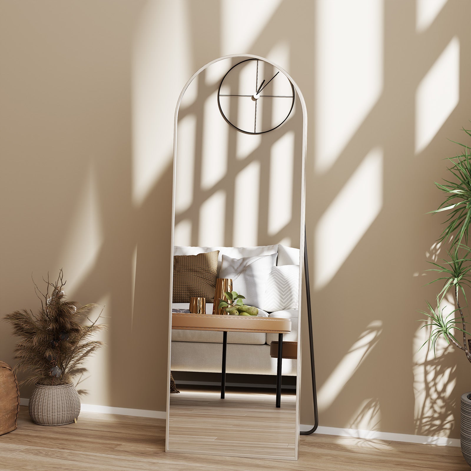 Arched Full Length Mirror, Full Body Standing Mirror, Hanging Or Leaning, For Home, Silver