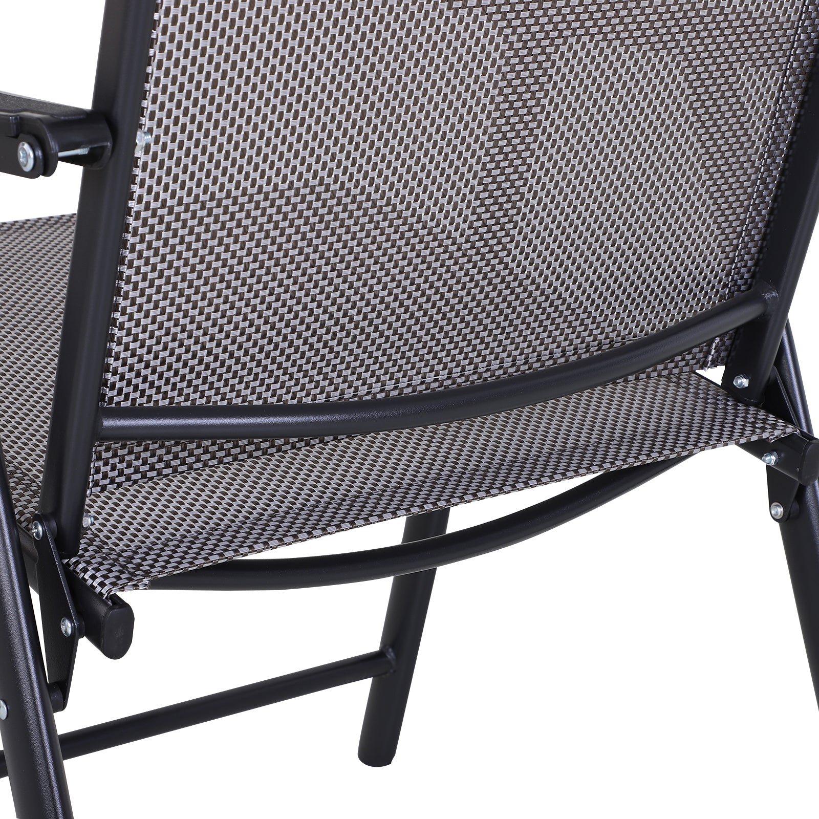 Set of 2 Outdoor Folding Chairs, Stackable Patio Dining Chairs with Armrests, Metal Frame, Gray