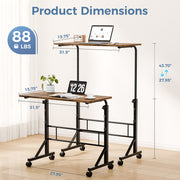 31.5-inch Adjustable-height Mobile Desk, Equipped With Locking Wheels And Clasps, Suitable For Mobile Desks And Active H