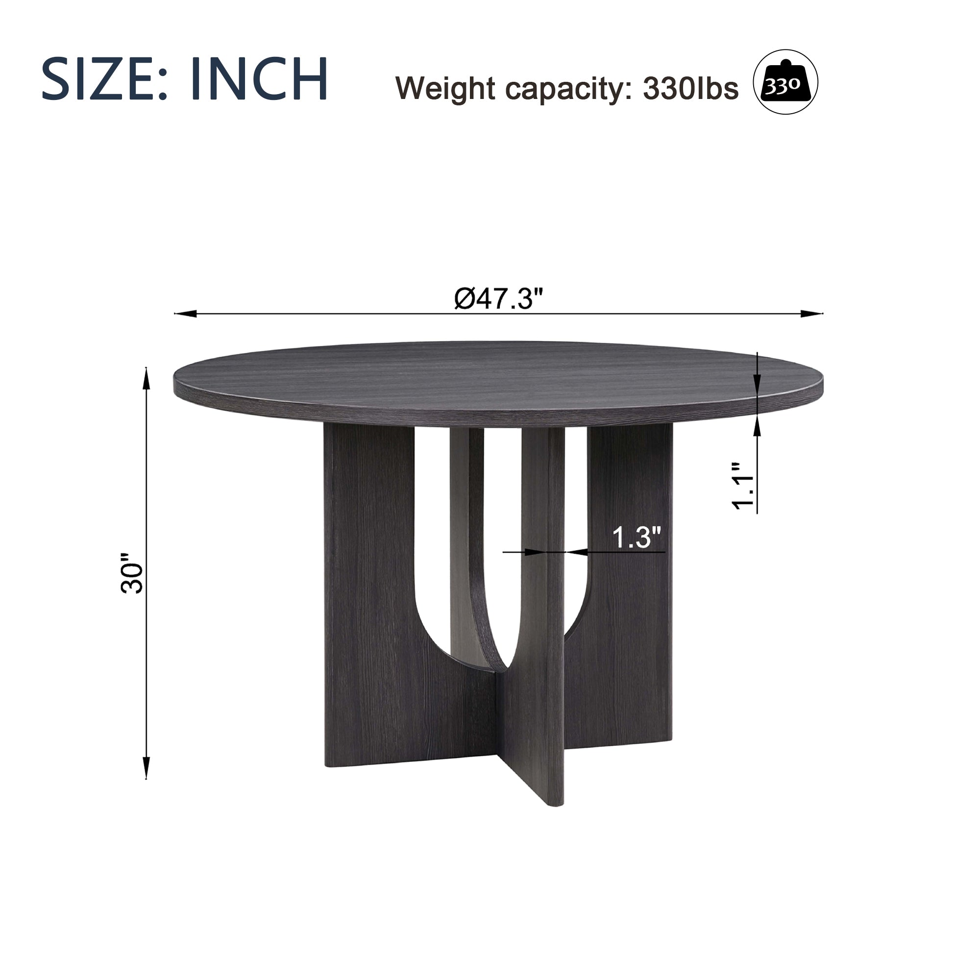 Modern Round Dining Table for 4, Farmhouse 47.3 inch Round Dining Table for Kitchen, Dining Room, Living Room, Antique B