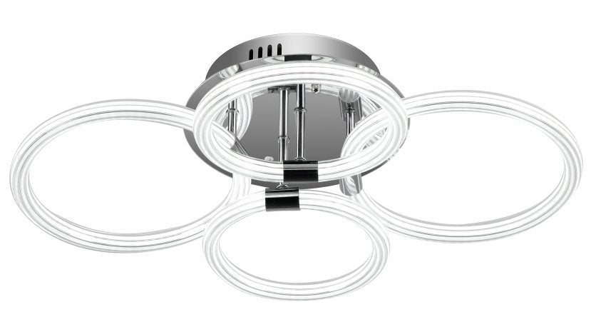 Modern LED Ceiling Light, Flush Mount Ceiling Light With Dimmable Remote Control, 6Rings Acrylic Ceiling Light Fixture F