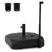 Rolling Fillable Patio Umbrella Base With Foldable Pull Rod & Hidden Wheels, Heavy Duty Water Sand Weighted Umbrella Sta