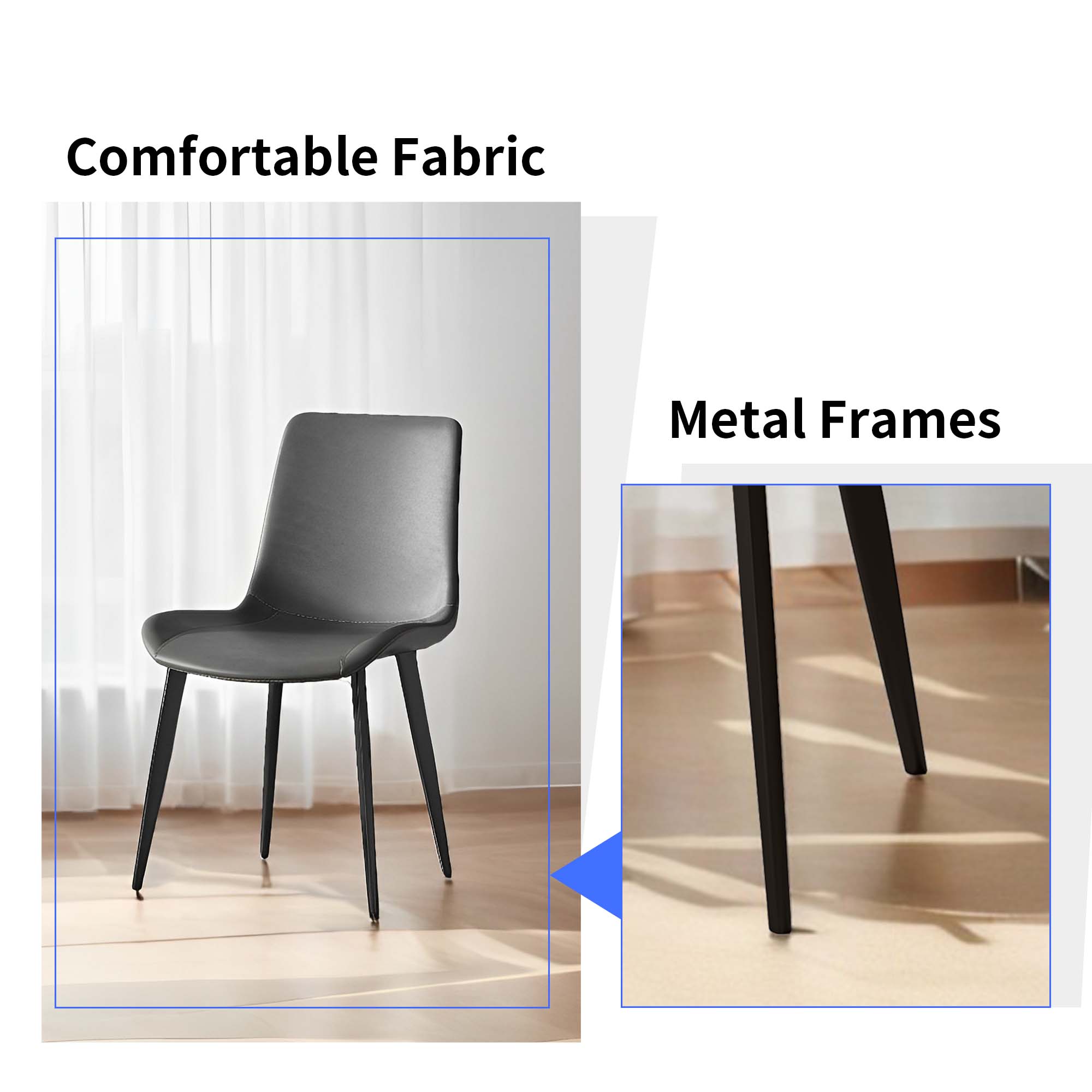 Dining Chairs 4PCS, Modern Kitchen & Dining Room Chairs, Upholstered Faux Leather Cushion Seat And Sturdy Metal Legs