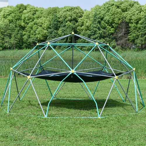 13-foot Geometric Dome Climber Play Center, Children's Climbing Dome Tower With Hammocks, Rust-resistant And UV-resistan