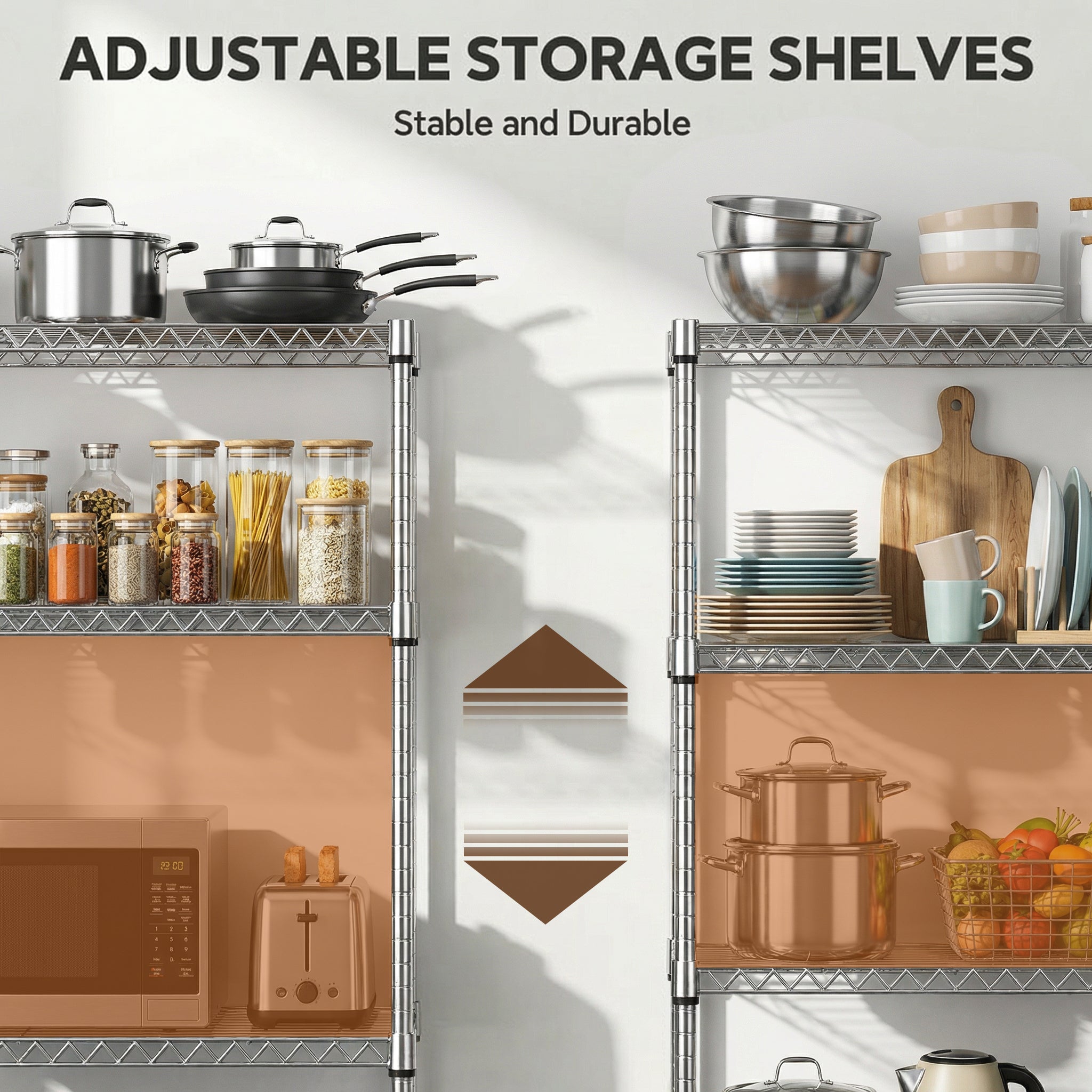 1400 Lbs 4-Shelf Storage Shelves,Wire Shelving Heavy Duty Metal Storage Shelving Unit Adjustable Garage Shelving Rack Pa