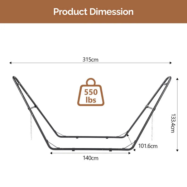 Double-Barrel Hammock Stand Only, Heavy Duty Iron Hammock Frame For All Hammocks, Easy Assembly Hammock Hanging Stand Fo