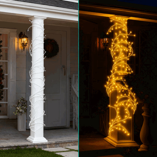 Lighted Birch Garland, 7.87ft 144 LED Warm White Lights With 8 Modes, Remote & Timer, IP45 Waterproof Flexible Branches