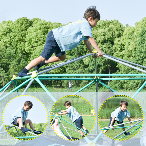 13-foot Geometric Dome Climber Play Center, Children's Climbing Dome Tower With Hammocks, Rust-resistant And UV-resistan
