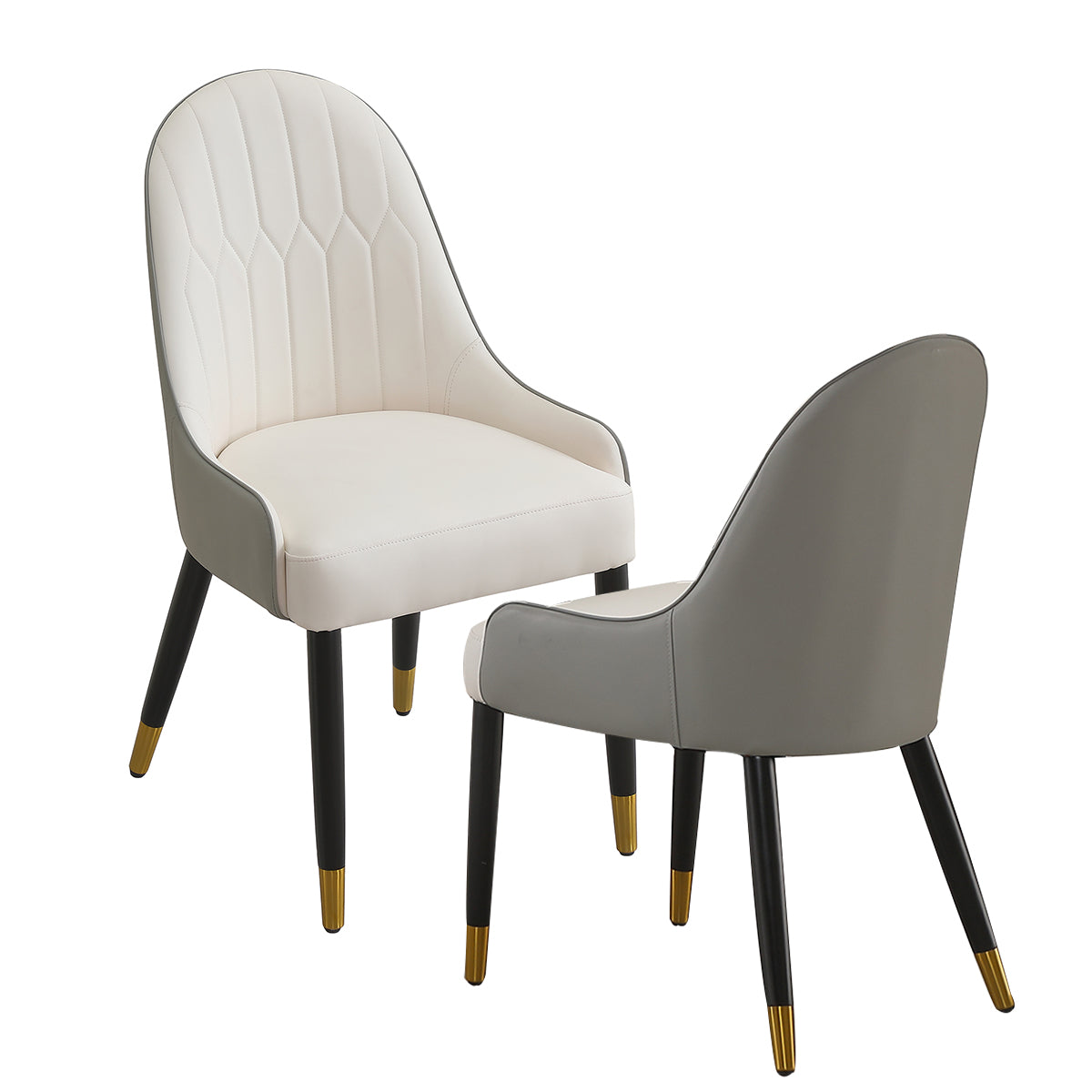 Modern Dining Chairs Set Of 2 Pcs Faux Leather Dining Chair With Metal Legs For Living Room Dining Room Reception Room