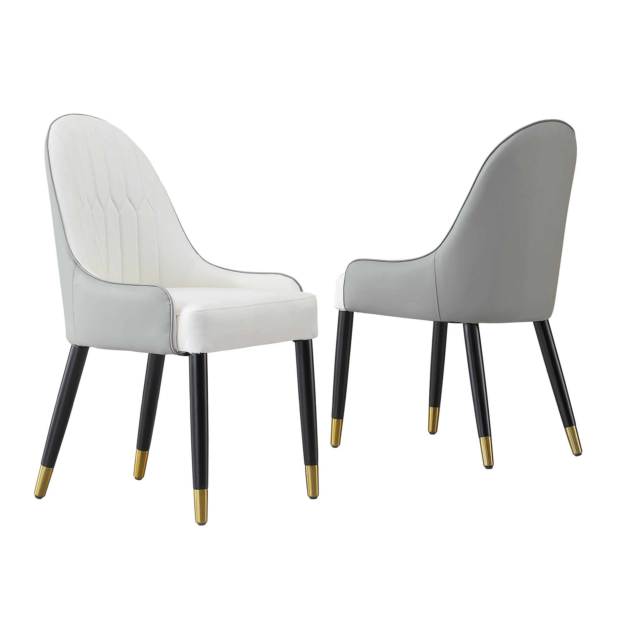 Modern Dining Chairs Set Of 2 Pcs Faux Leather Dining Chair With Metal Legs For Living Room Dining Room Reception Room