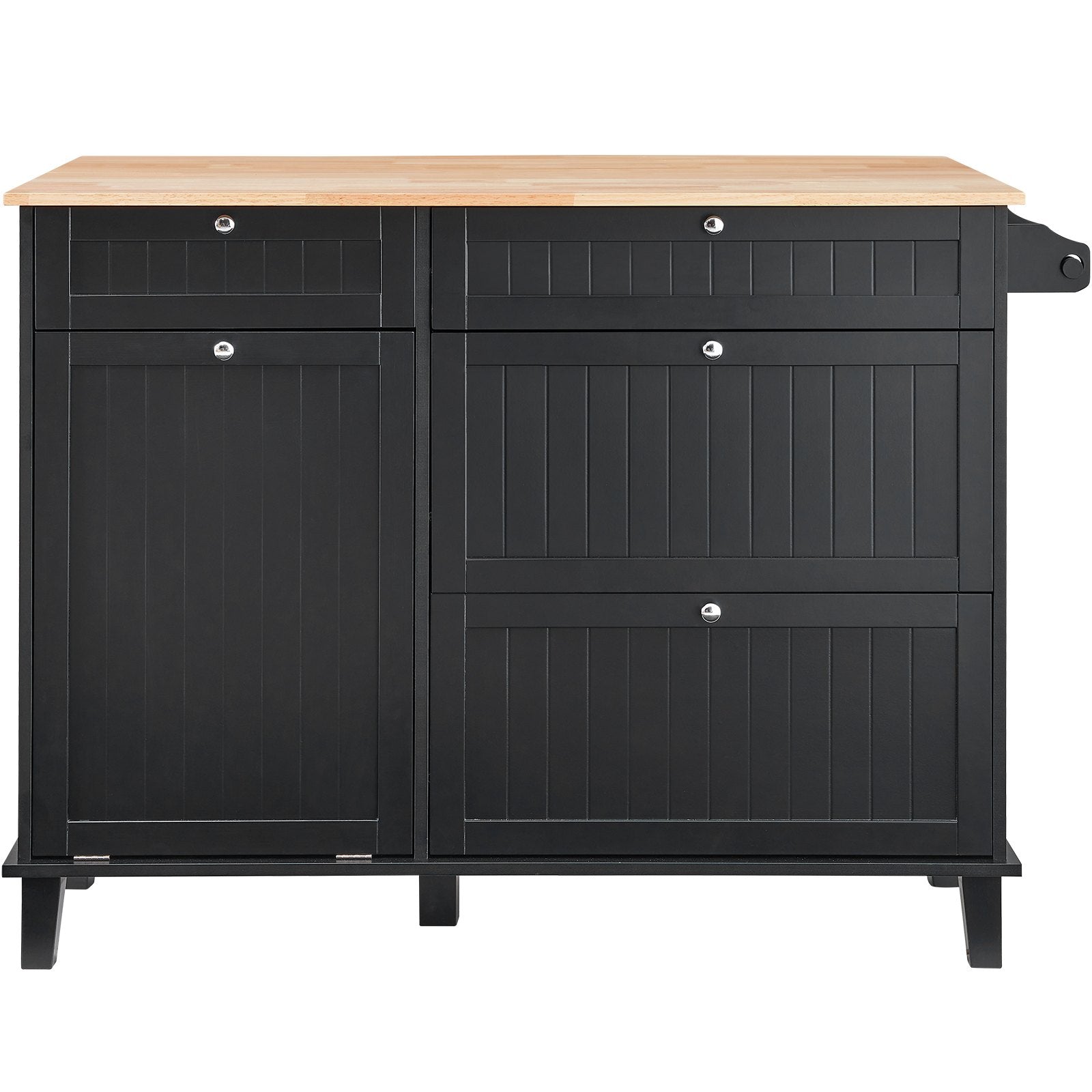 Kitchen Island Cart Storage Cabinet Serving With Drawer & Trash Cabinet