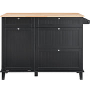 Kitchen Island Cart Storage Cabinet Serving With Drawer & Trash Cabinet