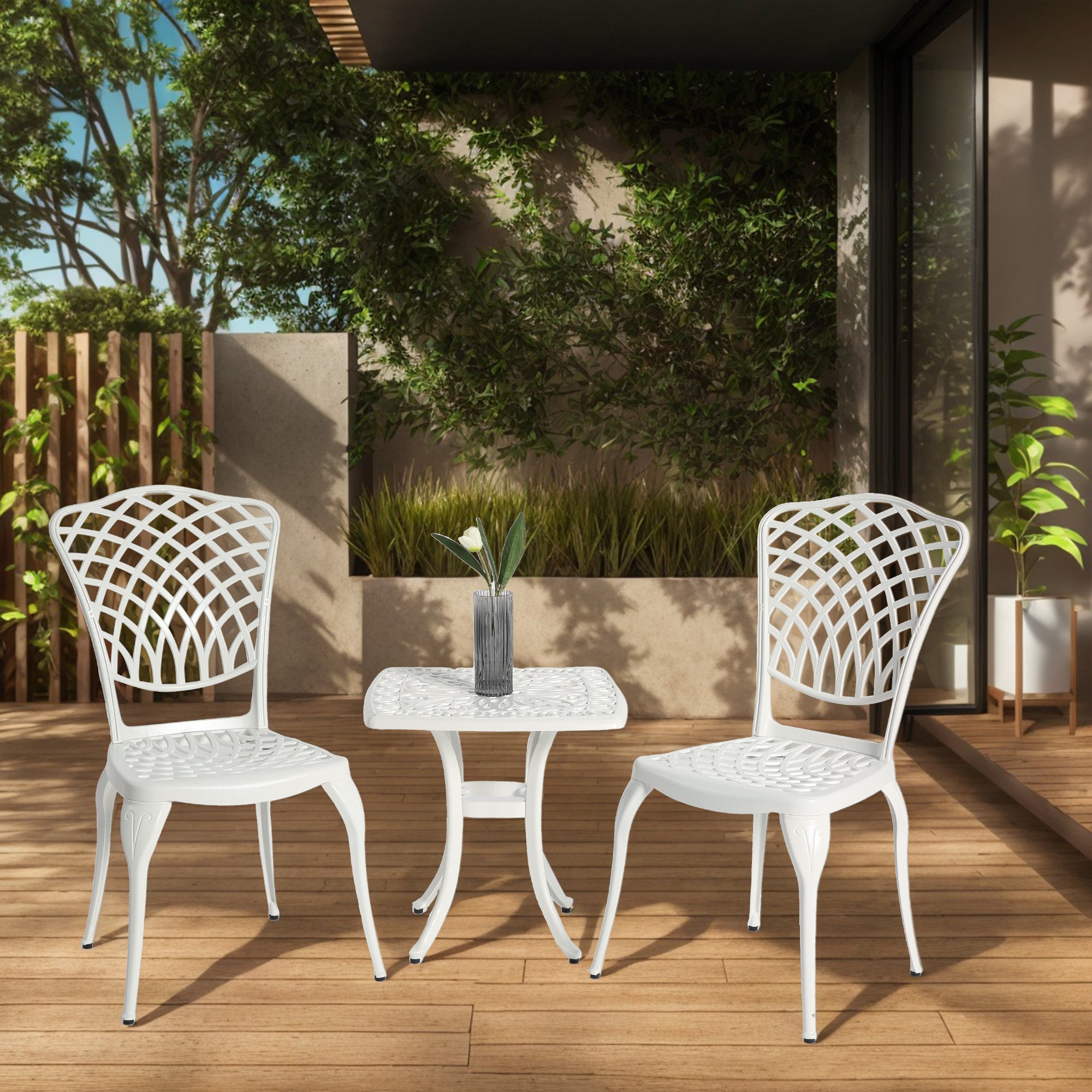Bistro Set 3 Piece Rustproof Cast Aluminum Patio Furniture Sets 2 Chairs And 1 Round Table Outdoor, Garden, Patio, Balco