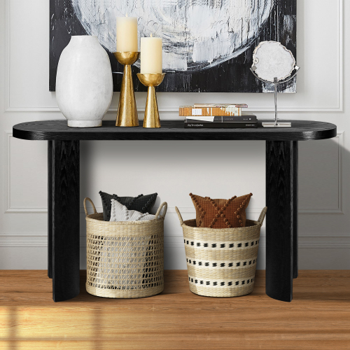 60 Thick Top Entryway Table, Curved Legs, Support The Installation Of Inward-facing Or Outward-facing For Sofas, Entrywa