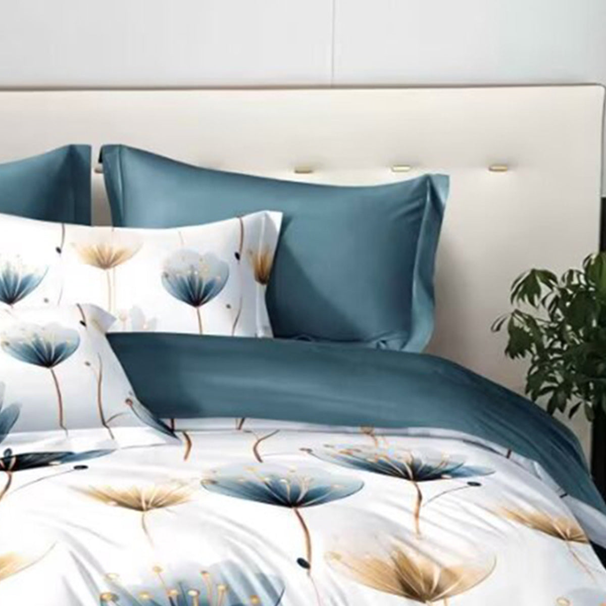 3-piece Set Of Simple And Fresh Blue And White Floral Duvet Cover, Polyester Bedroom Decoration Bedding Set Twin Full Qu