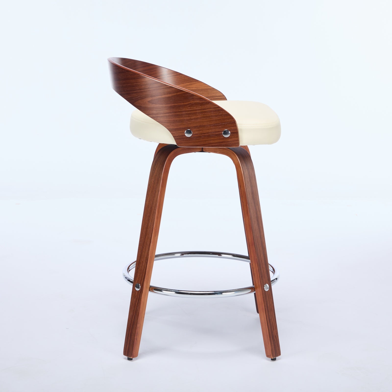 Bar Stools Set Of 2, Swivel Bar Height Stools With Low Back, Wood Bar Chairs With Soft Cushion Seat, 25-Inch Seat Height
