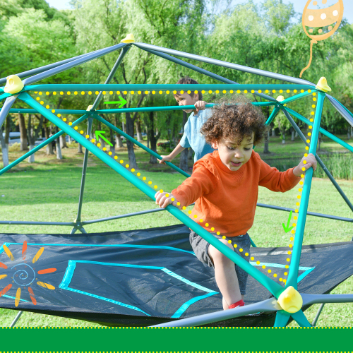 13-foot Geometric Dome Climber Play Center, Children's Climbing Dome Tower With Hammocks, Rust-resistant And UV-resistan