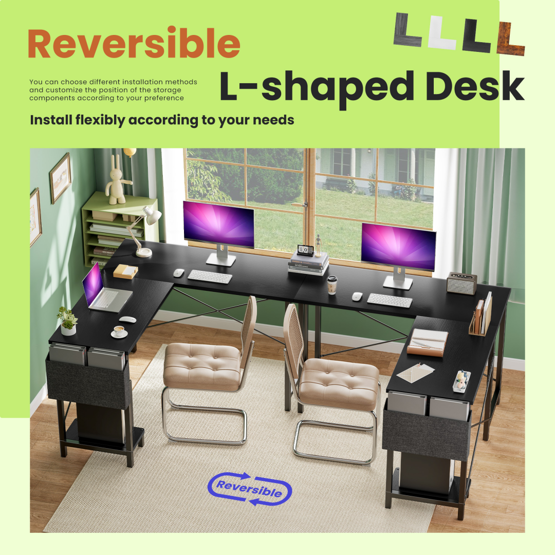 49-Inch L Shaped Desk - Computer Desk Corner Desks Gaming Desk PC Table, With CPU Stand Side Bag For Home Office Dorm St