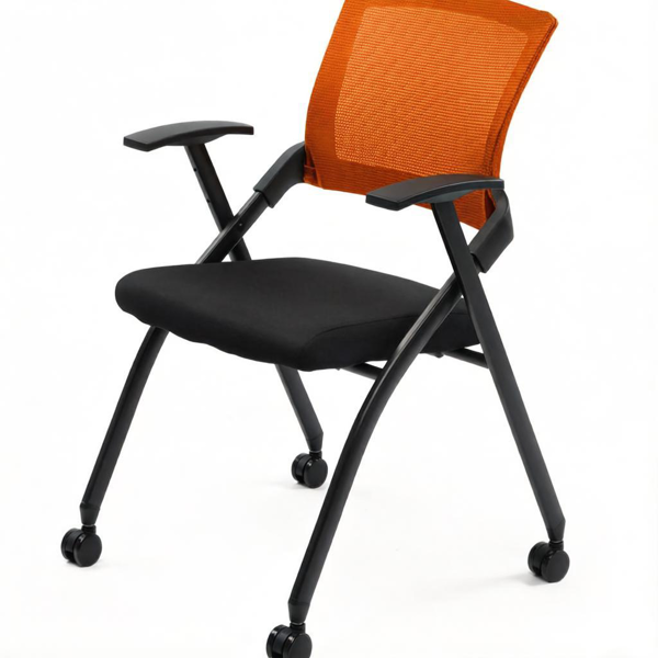 1 Pack Stackable Conference Room Chairs With Wheels,Folding Office Chair With Rebound Back,Padded Seat For Training Room