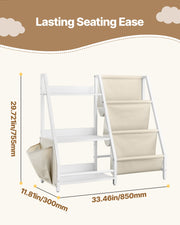 3-Tier Kids Bookshelf, Toy Storage Organizer For Toddler, Book Shelf For Kids Rooms With Sling Book Rack And Storage Bag