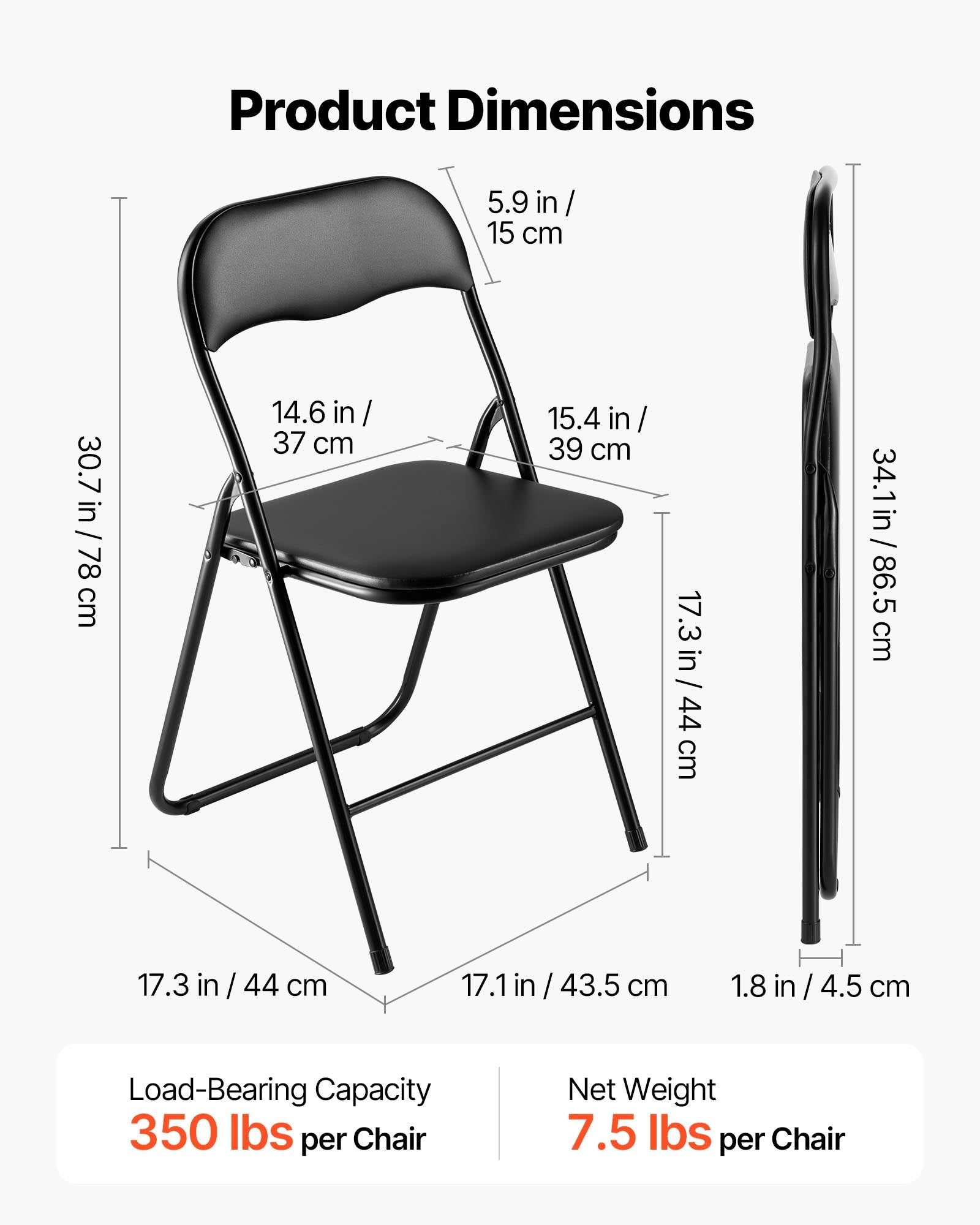 6 Pack Folding Chairs, Foldable Leather Chairs With Heavy Duty Metal Frame & Padded Cushion, Portable Folding Card Table